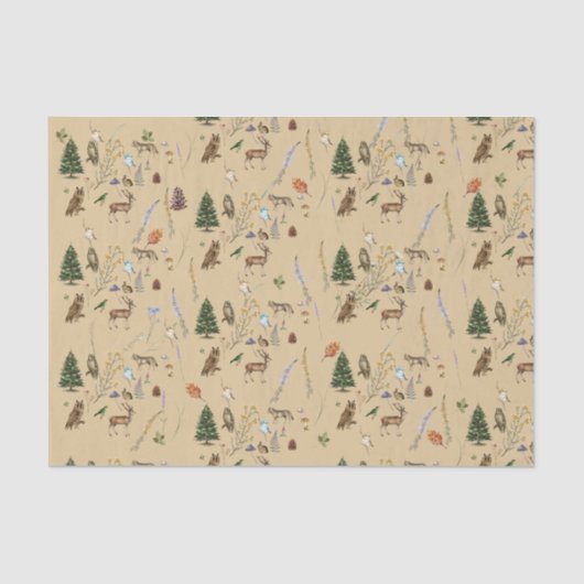 すべての行事ウッドランド動物植物タン 薄葉紙 (正面)