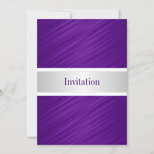 すべての行事エレガントパープルストライプ 招待状 (正面)