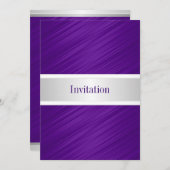 すべての行事エレガントパープルストライプ 招待状 (正面/裏面)