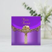 すべての行事エレガント紫金ゴールドパーティー宝石 招待状 (スタンド正面)