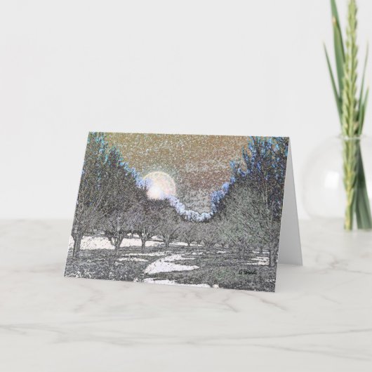 すべての行事グリーティングカードムーンが木々の上を昇る カード (正面)