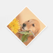 すべての行事ゴールデンレトリバー花付き犬 スタンダードランチョンナプキン (角)