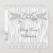 すべての行事シルバーホワイトレースボウエレガントパーティー 招待状 (正面/裏面)