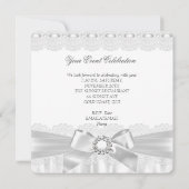 すべての行事シルバーホワイトレースボウエレガントパーティー 招待状 (裏面)