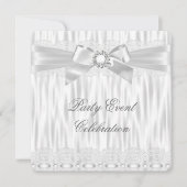 すべての行事シルバーホワイトレースボウエレガントパーティー 招待状 (正面)