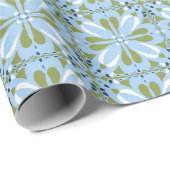 すべての行事スカンジナビアブルーオリーブグリーンフローラ ラッピングペーパー (ロールコーナー)