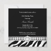 すべての行事ダイヤモンドトリム白黒ゼブラパーティー 招待状 (裏面)