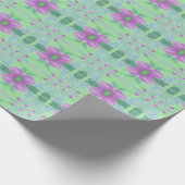 すべての行事ティール（緑がかった色）ラッピング紙インパープルフローラ ラッピングペーパー (角)