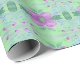 すべての行事ティール（緑がかった色）ラッピング紙インパープルフローラ ラッピングペーパー