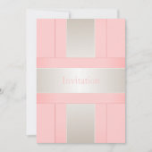 すべての行事パステルピンクシルバーホワイト 招待状 (正面)