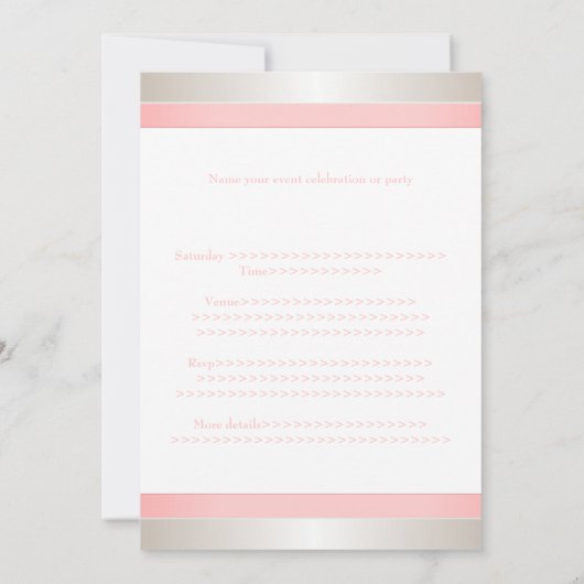 すべての行事パステルピンクシルバーホワイト 招待状 (裏面)