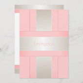 すべての行事パステルピンクシルバーホワイト 招待状 (正面/裏面)