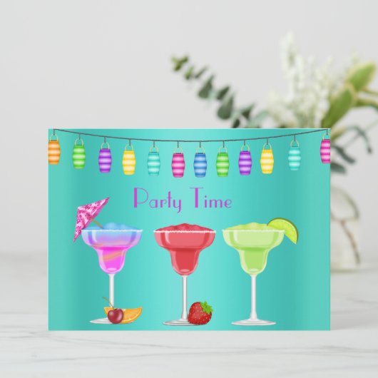 すべての行事ビーチカクテルパーティの招待状ティール（緑がかった色） 招待状 (スタンド正面)