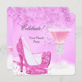 すべての行事ピンクマルガリータハイヒールパーティー2 招待状 (正面/裏面)