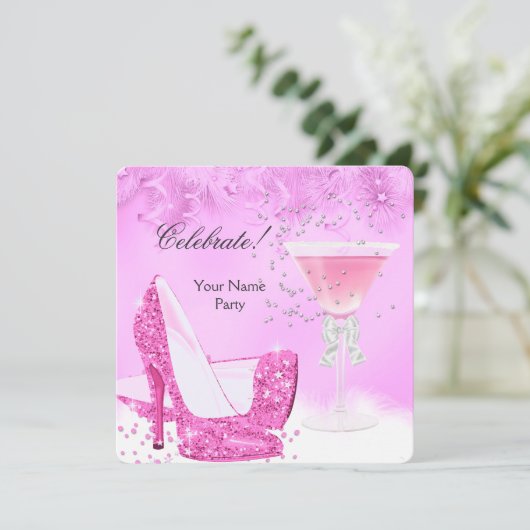 すべての行事ピンクマルガリータハイヒールパーティー2 招待状 (スタンド正面)