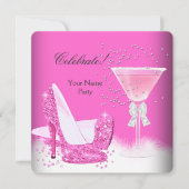 すべての行事ピンクマルガリータハイヒールパーティー 招待状 (正面)