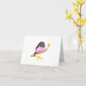 すべての行事ピンクロビン空白のバード折りカード カード (黄色い花)