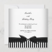 すべての行事ブラックボウホワイトストライプパーティー 招待状 (裏面)