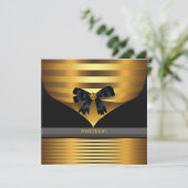 すべての行事ブラック金ゴールドパーティの招待状テンプレート 招待状 (スタンド正面)