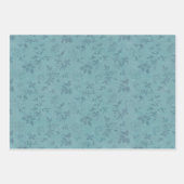 すべての行事ブルーフローラと水玉模様セット3 ラッピングペーパーシート (正面)