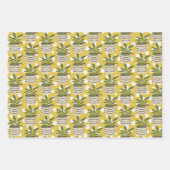 すべての行事プラントデコモダン金ゴールドセージ緑 ラッピングペーパーシート (正面)