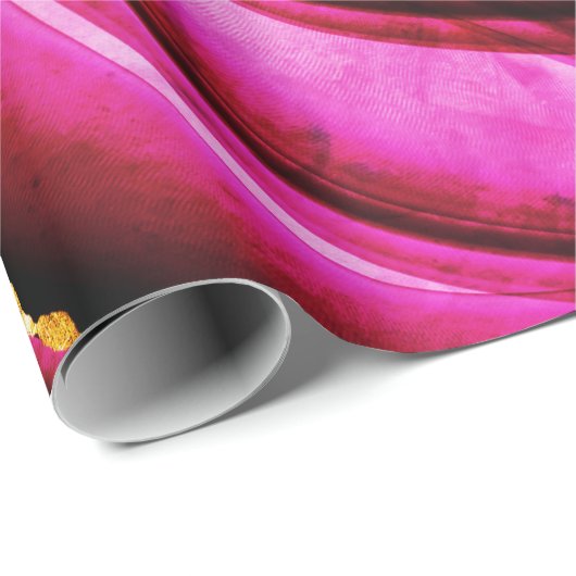 すべての行事ホットピンクマーブル金ゴールドグリッタープレゼント ラッピングペーパー (ロールコーナー)
