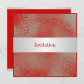 すべての行事レッドシルバーホワイトダスト 招待状 (正面/裏面)