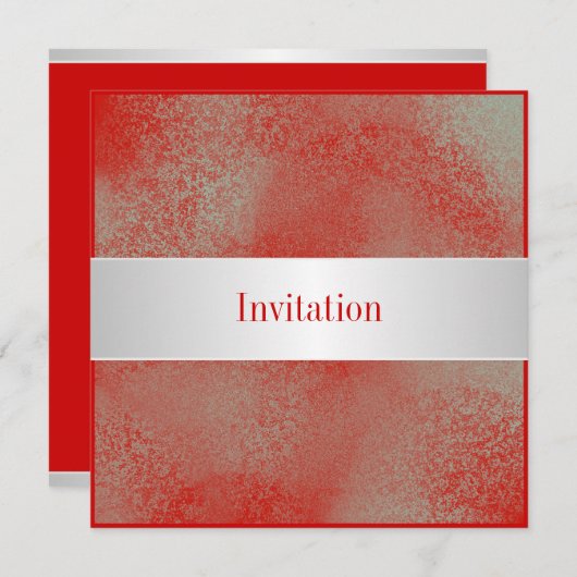 すべての行事レッドシルバーホワイトダスト 招待状 (正面/裏面)