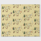 すべての行事森林畜産植物金ゴールド ラッピングペーパー (フラット)