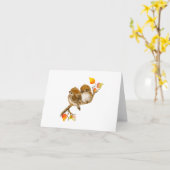 すべての行事雀空白の鳥折札 カード (黄色い花)