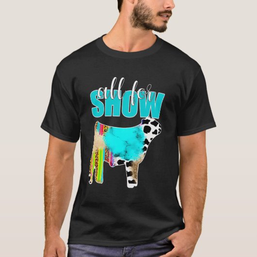 すべての表示の家畜の牛の牛の牛のプリントSerape Turq Tシャツ (正面)