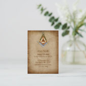 すべての見る目が付いている手描きの正方形そしてコンパス 名刺 (スタンド正面)