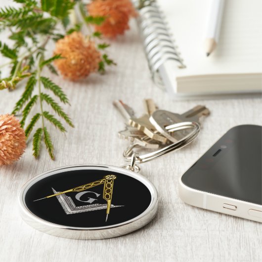 すべての見る目が付いている正方形そしてコンパス キーホルダー (側面)