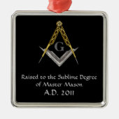 すべての見る目が付いている正方形そしてコンパス メタルオーナメント (正面)