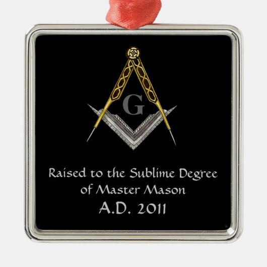 すべての見る目が付いている正方形そしてコンパス メタルオーナメント (正面)