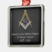 すべての見る目が付いている正方形そしてコンパス メタルオーナメント (左)