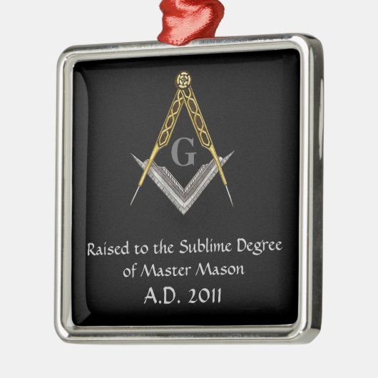 すべての見る目が付いている正方形そしてコンパス メタルオーナメント (左)