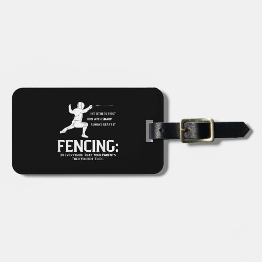 すべての親のおもしろいフェンシングプレーヤーフェンス ラゲッジタグ (正面横)