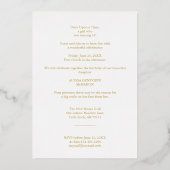 すべての誕生日実在薄紫金ゴールド2写真フローラハート 箔招待状 (裏面)