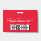 すべての赤の従業員写真バーまたはQRコードロゴID バッジ (裏面)