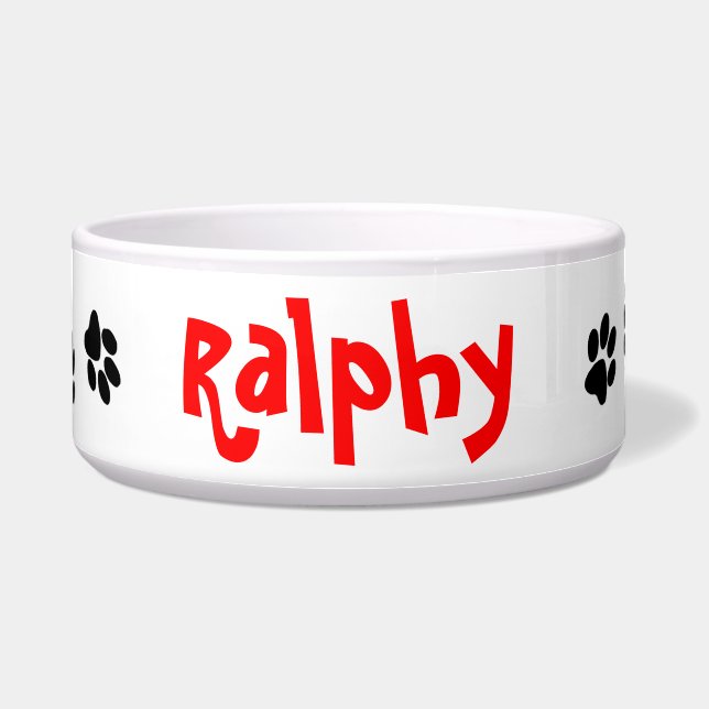 "すべての足"パーソナライズな犬ボール ボウル (正面)