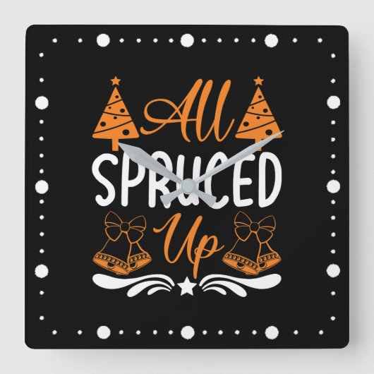 すべての跳ね上げ – クリスマスデザイン スクエア壁時計 (正面)