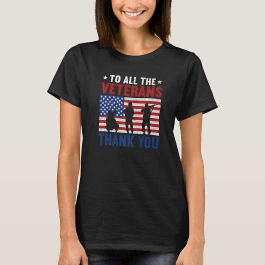 すべての退役軍人に感謝アメリカ国旗American Ve Tシャツ (正面)