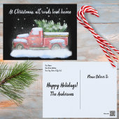 すべての道路はヴィンテージピックアップトラックでホームにリード シーズンポストカード