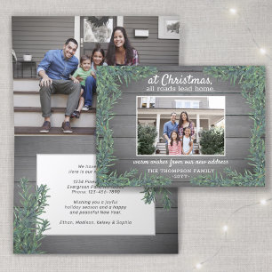 すべての道路リードホーム新しい住所クリスマス写真折り畳み シーズンカード