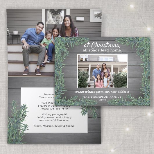 すべての道路リードホーム新しい住所クリスマス写真折り畳み シーズンカード