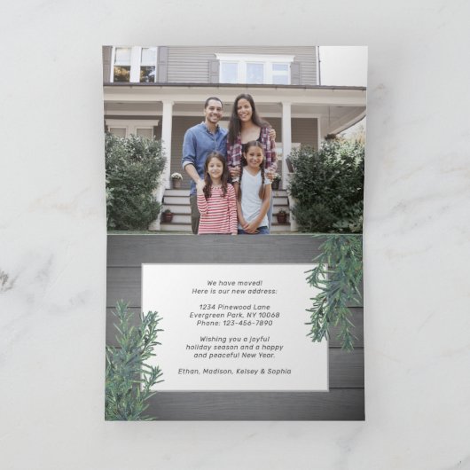 すべての道路リードホーム新しい住所クリスマス写真折り畳み シーズンカード (内部)