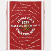 すべての選手の名前，バスケットボールのコーチのためのギフト，赤 フリースブランケット (正面)