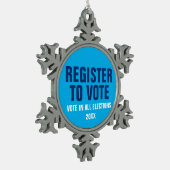 すべての選挙テンプレート芝生で投票に登録 スノーフレークピューターオーナメント (左)