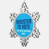 すべての選挙テンプレート芝生で投票に登録 スノーフレークピューターオーナメント (右)